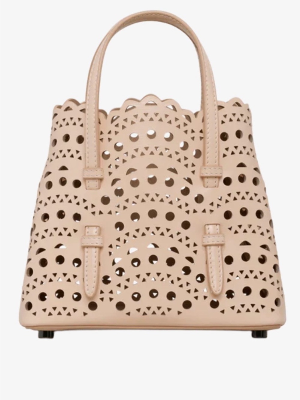 Alaïa Blush Scalloped Laser-Cut Mini Tote